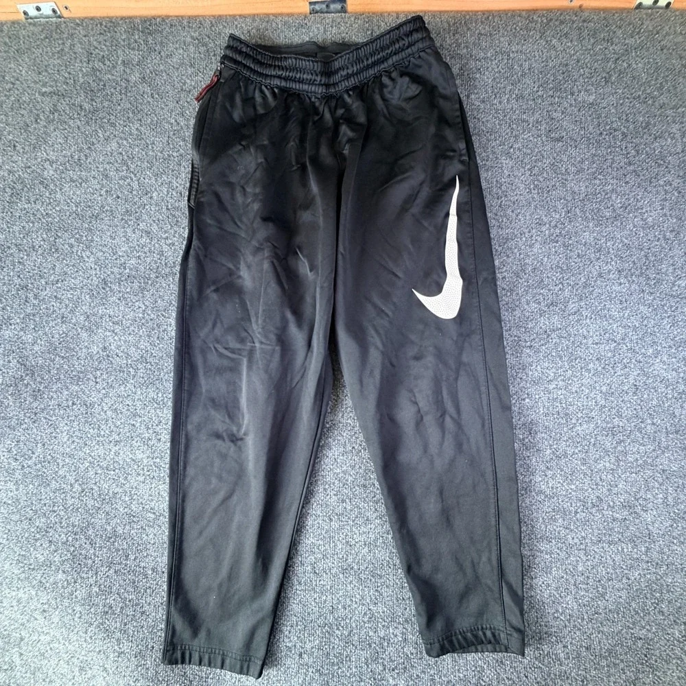 Nike Dri Fit Sweatpants Boys Medium‎ Black Swoosh Gym Basketball Tapered Leg